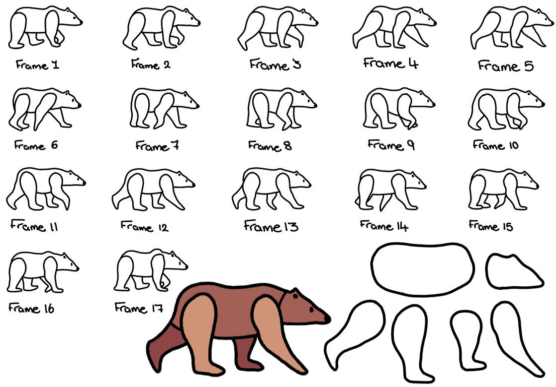 Bear Walk Cycle Storyboard