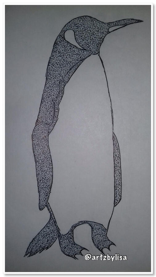 Penguin Drawing - Pointillism