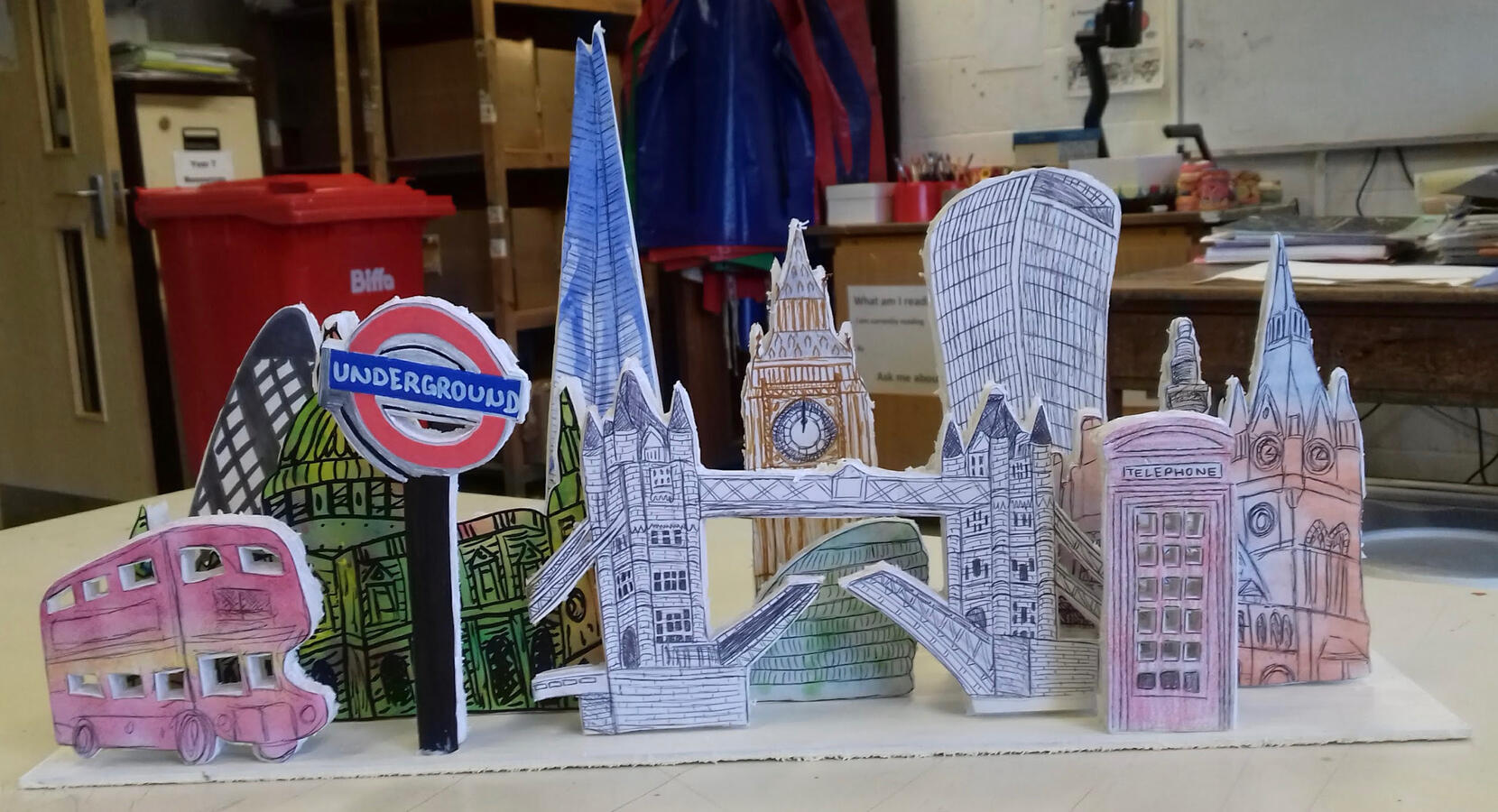 Mixed media - London mounted on foam boards