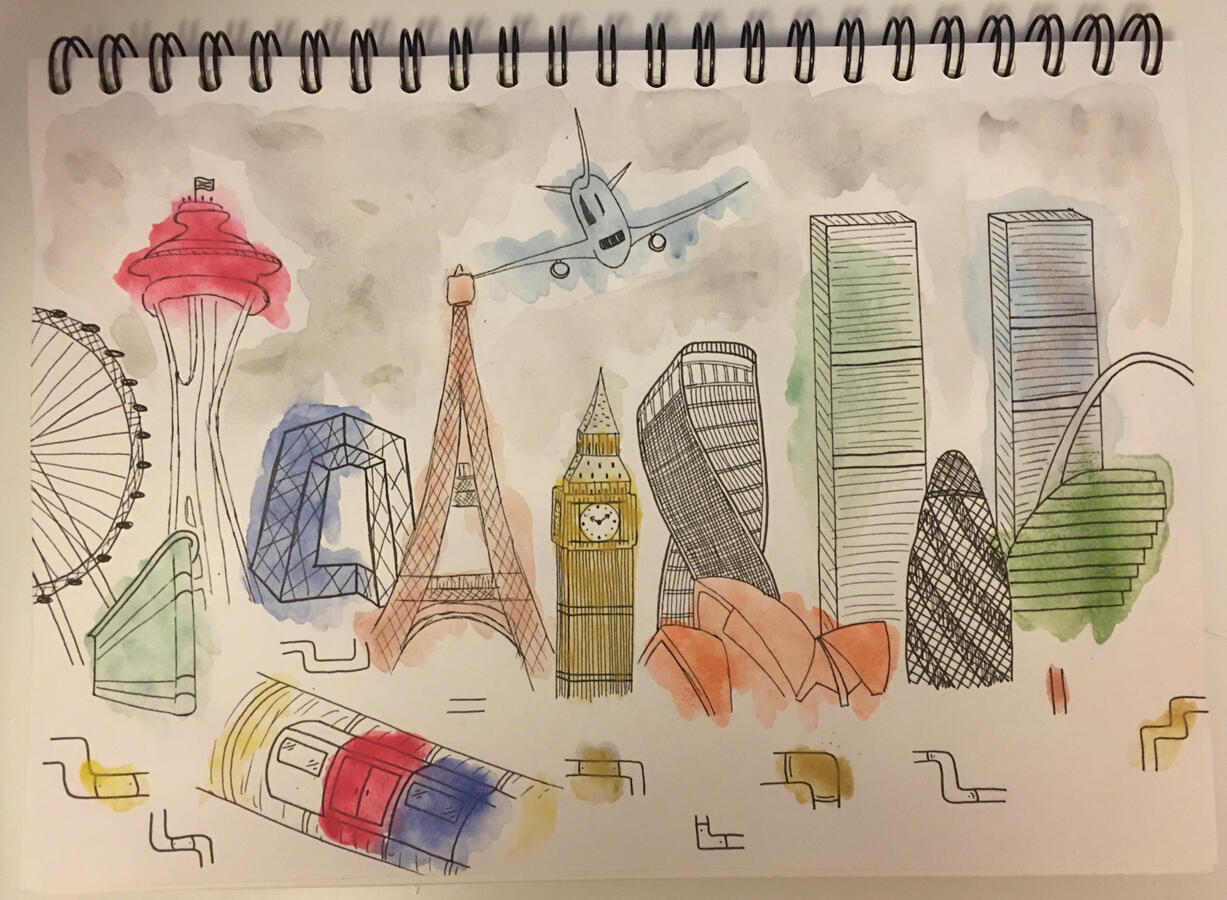 Watercolour & Fine liner